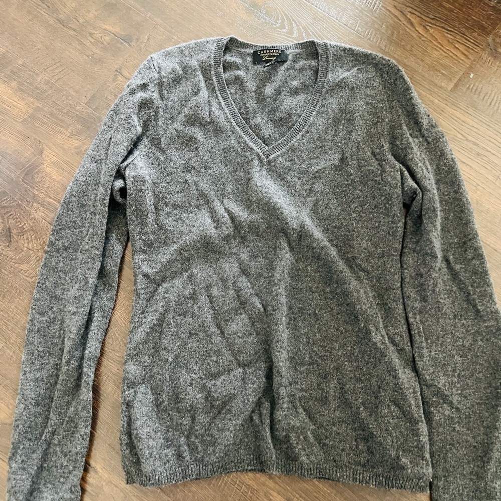 Charcoal Gray cashmere V-Neck Sweater